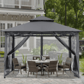 ABCCANOPY 8x8 Patio Gazebos for Patios Double Roof Soft Canopy Garden Gazebo with Mosquito Netting for Shade and Rain, Dark Gray Home & Garden > Lawn & Garden > Outdoor Living > Outdoor Structures > Canopies & Gazebos ABCCANOPY dark gray 8x8 