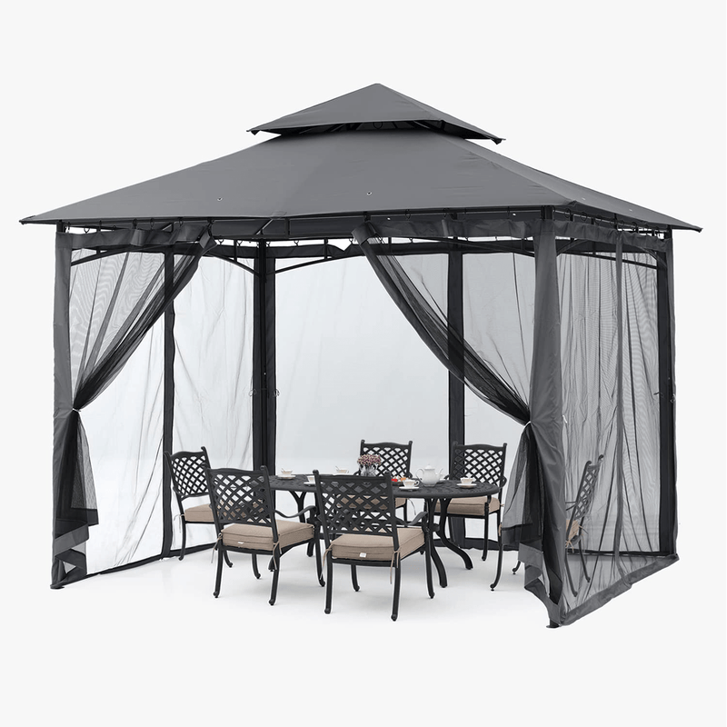 ABCCANOPY 8x8 Patio Gazebos for Patios Double Roof Soft Canopy Garden Gazebo with Mosquito Netting for Shade and Rain, Dark Gray Home & Garden > Lawn & Garden > Outdoor Living > Outdoor Structures > Canopies & Gazebos ABCCANOPY   