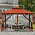 ABCCANOPY 8x8 Patio Gazebos for Patios Double Roof Soft Canopy Garden Gazebo with Mosquito Netting for Shade and Rain, Dark Gray Home & Garden > Lawn & Garden > Outdoor Living > Outdoor Structures > Canopies & Gazebos ABCCANOPY rust red 10x10 