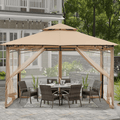 ABCCANOPY 8x8 Patio Gazebos for Patios Double Roof Soft Canopy Garden Gazebo with Mosquito Netting for Shade and Rain, Dark Gray Home & Garden > Lawn & Garden > Outdoor Living > Outdoor Structures > Canopies & Gazebos ABCCANOPY khaki 10x10 