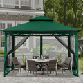 ABCCANOPY 8x8 Patio Gazebos for Patios Double Roof Soft Canopy Garden Gazebo with Mosquito Netting for Shade and Rain, Dark Gray Home & Garden > Lawn & Garden > Outdoor Living > Outdoor Structures > Canopies & Gazebos ABCCANOPY forest green 8x8 