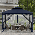 ABCCANOPY 8x8 Patio Gazebos for Patios Double Roof Soft Canopy Garden Gazebo with Mosquito Netting for Shade and Rain, Dark Gray Home & Garden > Lawn & Garden > Outdoor Living > Outdoor Structures > Canopies & Gazebos ABCCANOPY Navy Blue 8x8 