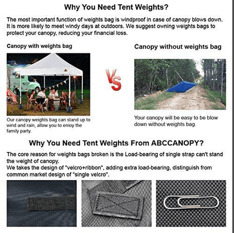 ABCCANOPY Canopy Weights Gazebo Tent Sand Bags,4pcs-Pack (Black) Home & Garden > Lawn & Garden > Outdoor Living > Outdoor Structures > Canopies & Gazebos ABCCANOPY   