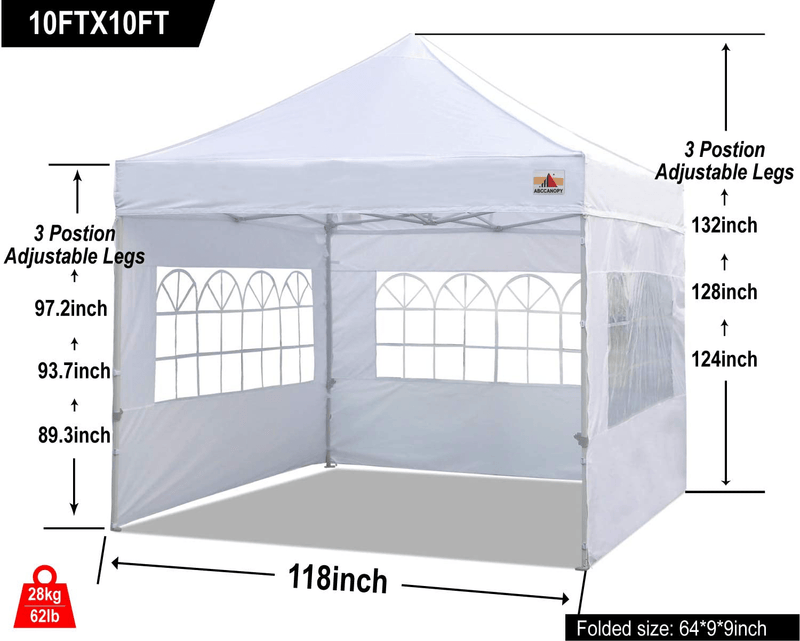 ABCCANOPY Ez Pop Up Canopy Tent 10x10 with Church Window Sidewalls, Party Tent-Series,White Home & Garden > Lawn & Garden > Outdoor Living > Outdoor Structures > Canopies & Gazebos ABCCANOPY   
