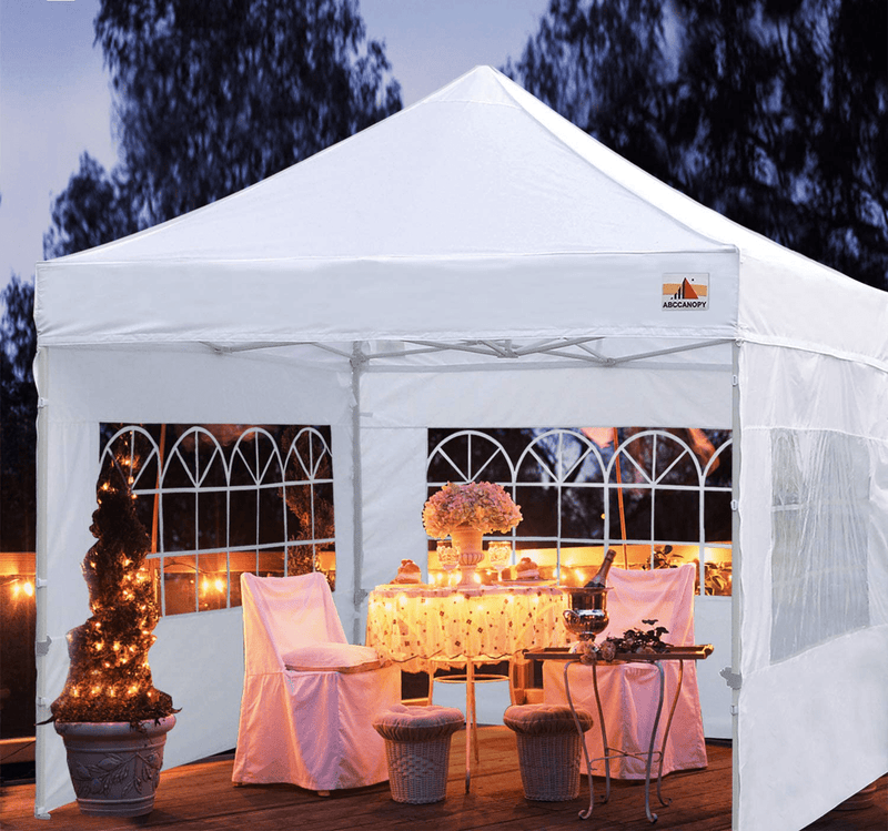 ABCCANOPY Ez Pop Up Canopy Tent 10x10 with Church Window Sidewalls, Party Tent-Series,White