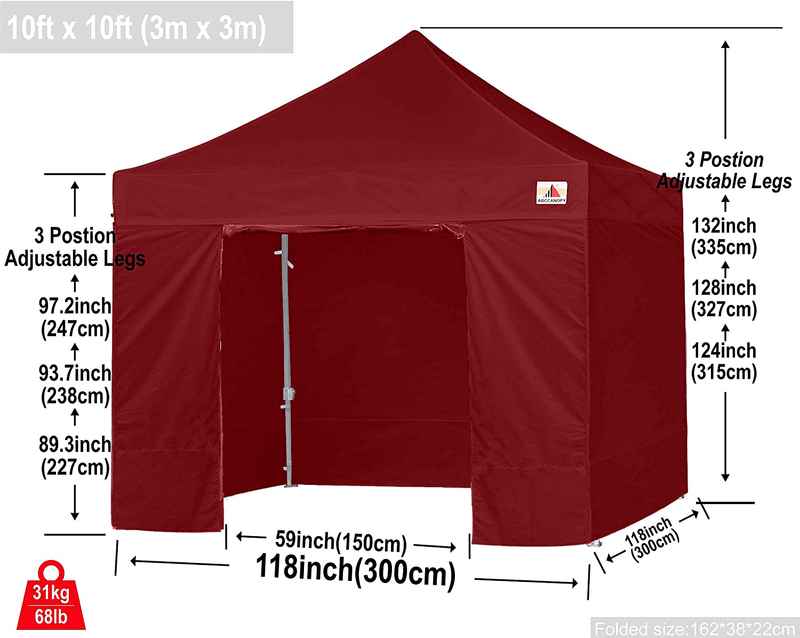 ABCCANOPY Ez Pop Up Canopy Tent with Sidewalls 10x10 Commercial -Series Home & Garden > Lawn & Garden > Outdoor Living > Outdoor Structures > Canopies & Gazebos ABCCANOPY   