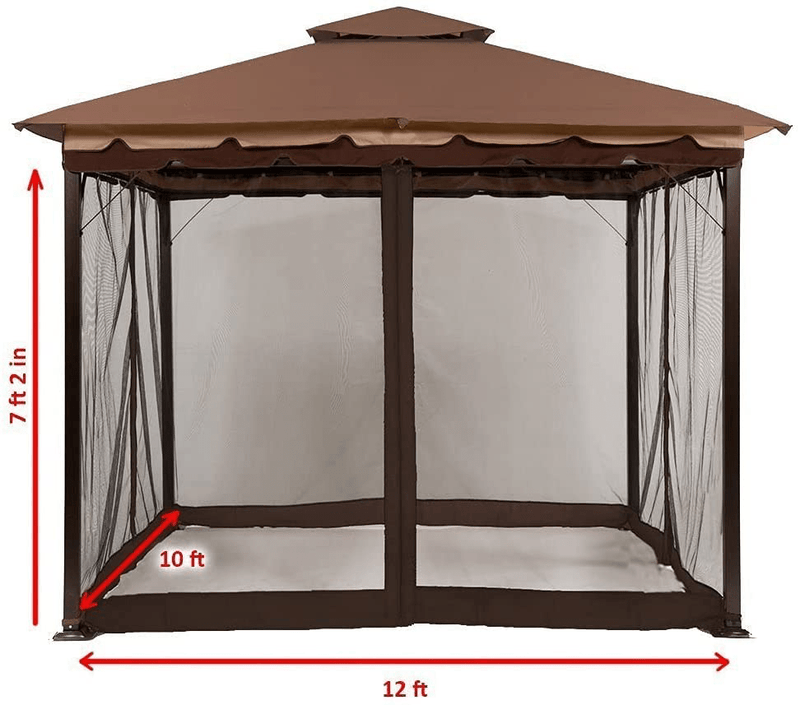 ABCCANOPY Gazebo Mosquito Netting Screen Walls for 10' x 12' or 11'x 14' Gazebo Canopy, Only Screen Wall (Brown)