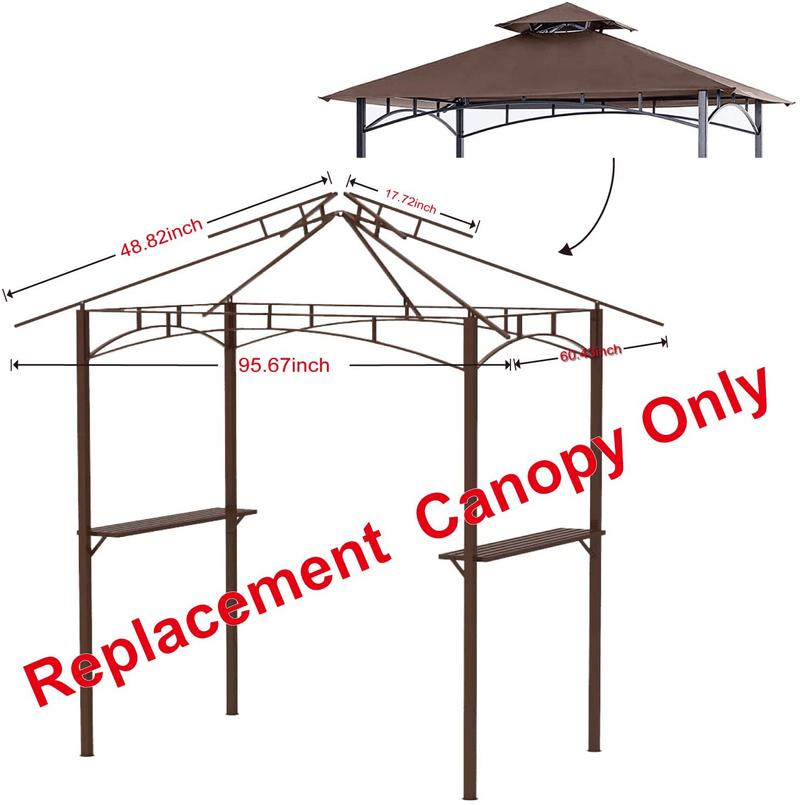 ABCCANOPY Grill Shelter Replacement Canopy Roof ONLY FIT for Gazebo Model L-GZ238PST-11 (Brown)