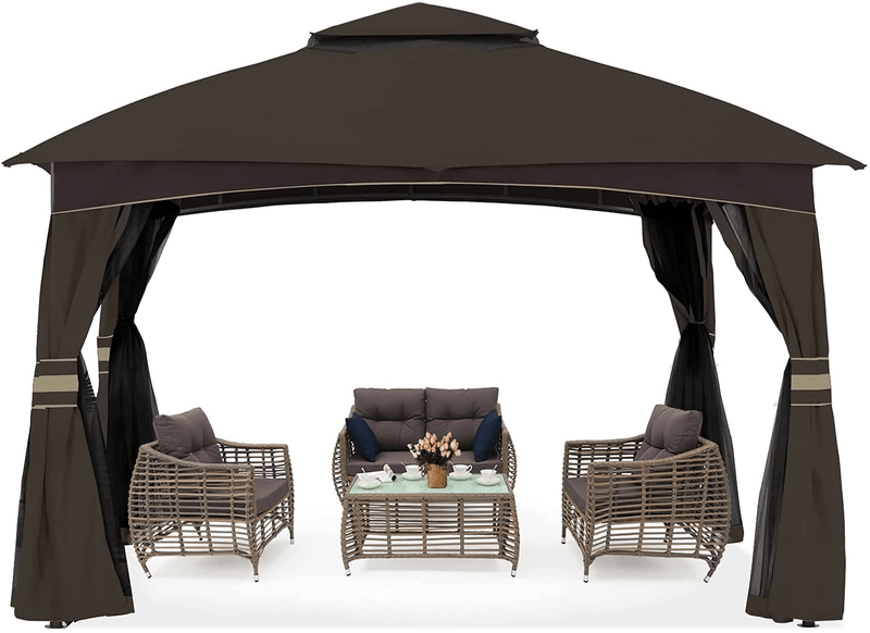 ABCCANOPY High Grade Gazebos for Patio 10x12 with Mosquito Netting (Beige)