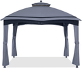 ABCCANOPY Replacement Canopy Top and Corner Curtains for Lowe's Allen Roth 10X12 Gazebo #GF-12S004B-1, Upgraded Rip-Lock Fabric with Stripe Design (Gray) Home & Garden > Lawn & Garden > Outdoor Living > Outdoor Structures > Canopies & Gazebos ABCCANOPY Gray  