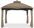 ABCCANOPY Replacement Canopy Top and Corner Curtains for Lowe's Allen Roth 10X12 Gazebo #GF-12S004B-1, Upgraded Rip-Lock Fabric with Stripe Design (Gray) Home & Garden > Lawn & Garden > Outdoor Living > Outdoor Structures > Canopies & Gazebos ABCCANOPY khaki  