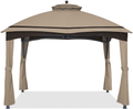 ABCCANOPY Replacement Canopy Top and Corner Curtains for Lowe's Allen Roth 10X12 Gazebo #GF-12S004B-1, Upgraded Rip-Lock Fabric with Stripe Design (Gray) Home & Garden > Lawn & Garden > Outdoor Living > Outdoor Structures > Canopies & Gazebos ABCCANOPY light beige  