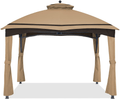 ABCCANOPY Replacement Canopy Top and Corner Curtains for Lowe's Allen Roth 10X12 Gazebo #GF-12S004B-1, Upgraded Rip-Lock Fabric with Stripe Design (Gray) Home & Garden > Lawn & Garden > Outdoor Living > Outdoor Structures > Canopies & Gazebos ABCCANOPY Beige  