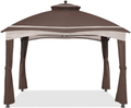 ABCCANOPY Replacement Canopy Top and Corner Curtains for Lowe's Allen Roth 10X12 Gazebo #GF-12S004B-1, Upgraded Rip-Lock Fabric with Stripe Design (Gray)