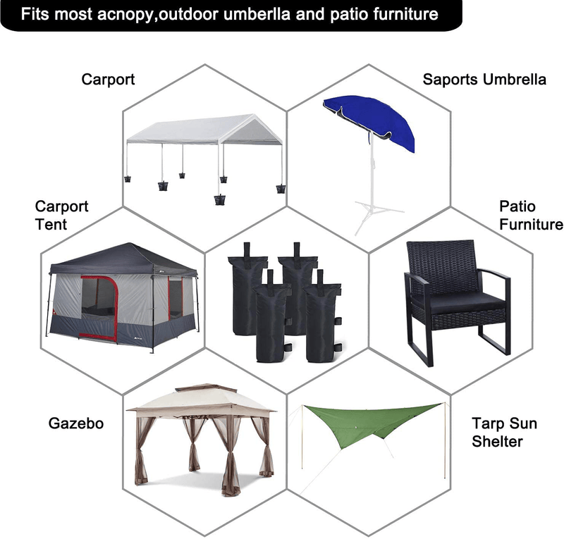 ABCCANOPY Sand Bags Canopy Tent Weights,4 Pack (Black) Home & Garden > Lawn & Garden > Outdoor Living > Outdoor Structures > Canopies & Gazebos ABCCANOPY   