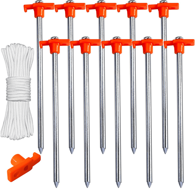 ABCCANOPY Tent Stakes Camping Tent Stakes, 10Pc-Pack (Orange) Sporting Goods > Outdoor Recreation > Camping & Hiking > Tent Accessories ABCCANOPY   