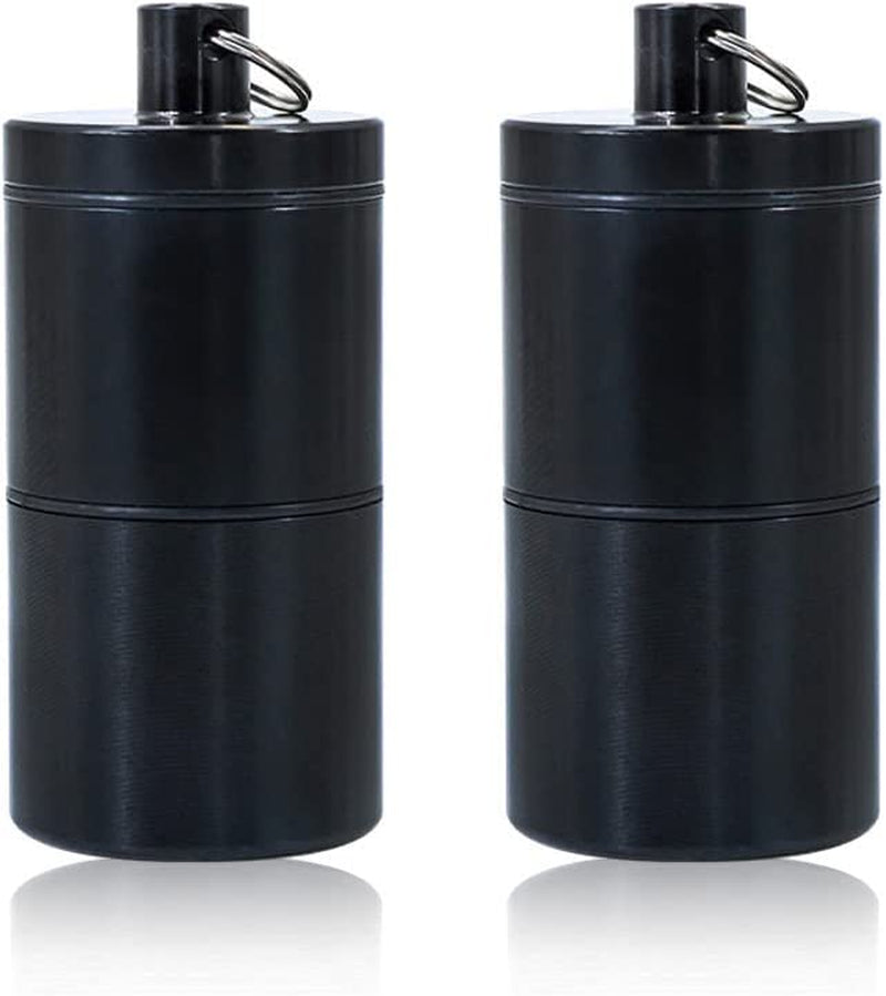 HORNET Stackable Storage Jars 2 Packs Airtight Waterproof Aluminum Storage Containers Durable Multi-Use Portable Metal Bottle Jar with Keychain (Green-Purple) Home & Garden > Decor > Decorative Jars HORNET 2pcs-Black  