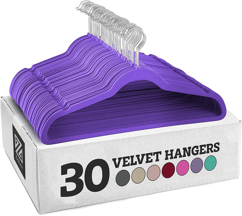 Zober Velvet Hangers 50 Pack - Black Hangers for Coats, Pants & Dress Clothes - Non Slip Clothes Hanger Set W/ 360 Degree Swivel, Holds up to 10 Lbs - Strong Felt Hangers for Clothing Sporting Goods > Outdoor Recreation > Fishing > Fishing Rods ZOBER Purple 30 Pack 