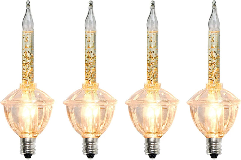 Abeja 4 Pack Multicolor Christmas Bubble Lights Replacement Bulbs Traditional Bubble Light Replacement E12 Candelabra Base (Not String Lights) 5W - for Xmas Christmas Decorations Home & Garden > Lighting > Light Ropes & Strings Abeja 4PK- Gold Bubble  