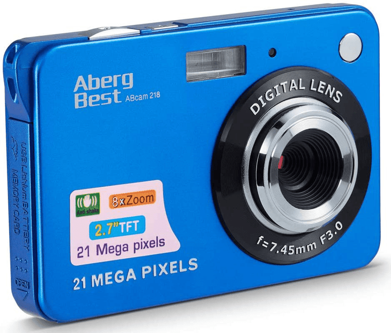 AbergBest 21 Mega Pixels 2.7" LCD Rechargeable HD Digital Camera Video Camera Digital Students Cameras,Indoor Outdoor for Adult/Seniors/Kid (Purple) Cameras & Optics > Cameras > Digital Cameras AbergBest Blue  
