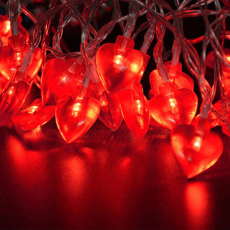 Abkshine 50 LED Valentine Heart Shape String Lights with Remote, Battery Operated Heart String Lights, Red Heart Fairy Lights for Valentine’S Day Decorations Wedding Party Anniversary Mother Day Home & Garden > Decor > Seasonal & Holiday Decorations Abkshine   