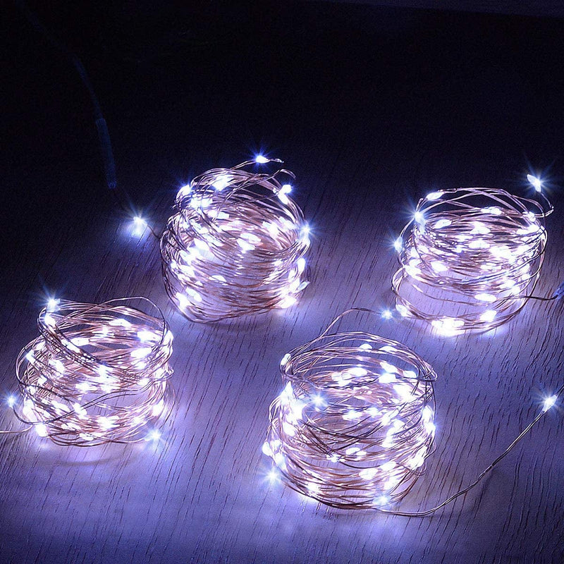 Abkshine Set of 4 Cool White Fairy Lights, Battery Operated String Lights, Cold White LED Starry Starry Lights for Indoor Christmas Decor Home & Garden > Lighting > Light Ropes & Strings Abkshine White  