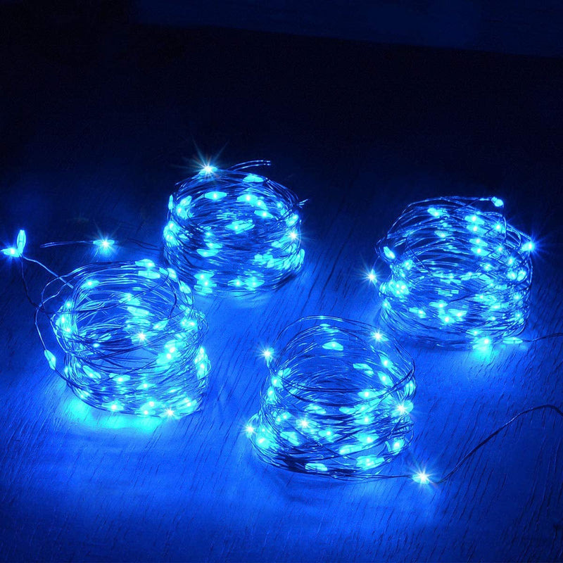 Abkshine Set of 4 Cool White Fairy Lights, Battery Operated String Lights, Cold White LED Starry Starry Lights for Indoor Christmas Decor Home & Garden > Lighting > Light Ropes & Strings Abkshine Blue  