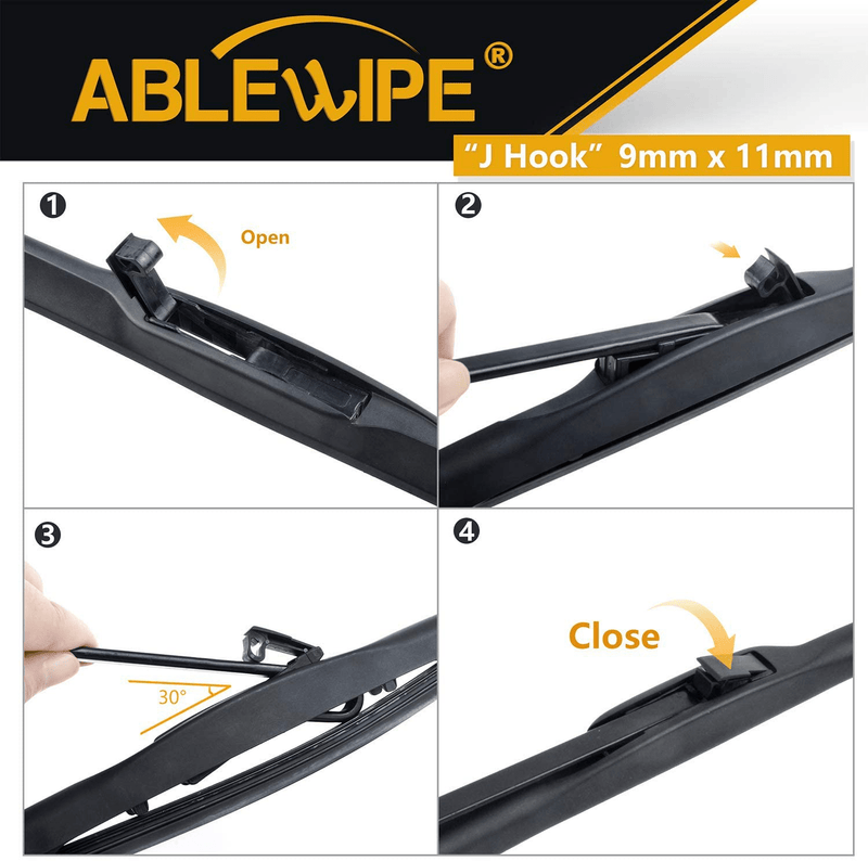ABLEWIPE Windshield Hybrid Wiper Blades 26" + 16" Car Front Window Windshield Wiper Blades U/J Hook Model 18A24 (Set of 2) … Vehicles & Parts > Vehicle Parts & Accessories > Motor Vehicle Parts ABLEWIPE   