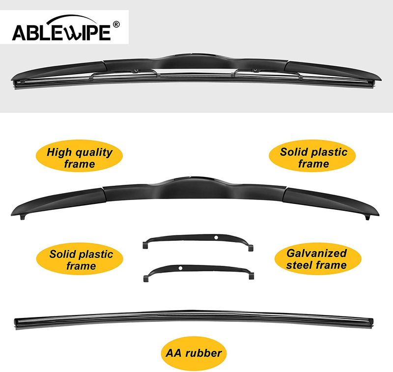 ABLEWIPE Windshield Hybrid Wiper Blades 26" + 16" Car Front Window Windshield Wiper Blades U/J Hook Model 18A24 (Set of 2) … Vehicles & Parts > Vehicle Parts & Accessories > Motor Vehicle Parts ABLEWIPE   