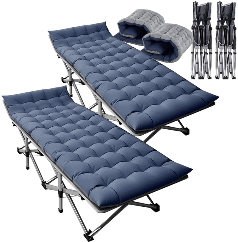 ABORON Folding Camping Cots for Adults, Folding Camping Cots Portable, Heavy Duty Sleeping Cots W/Mattress & Carrying Bag (75" L X 28" W + 75" L X 28" W, Kimono Gray Cot & Pearl Cotton Pads) Sporting Goods > Outdoor Recreation > Camping & Hiking > Camp Furniture ABORON   
