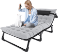 ABORON Folding Camping Cots for Adults, Folding Camping Cots Portable, Heavy Duty Sleeping Cots W/Mattress & Carrying Bag (75" L X 28" W + 75" L X 28" W, Kimono Gray Cot & Pearl Cotton Pads) Sporting Goods > Outdoor Recreation > Camping & Hiking > Camp Furniture ABORON Recline Textilene & Pearl Cotton Pad 75"L x 28"W 
