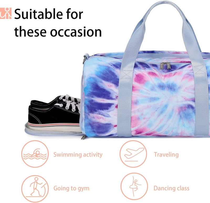 Abshoo Sports Gym Bag for Girls Teen Weekender Carry on Women Travel Duffel Bag with Shoe Compartment (Tie Dye D) Home & Garden > Household Supplies > Storage & Organization abshoo   