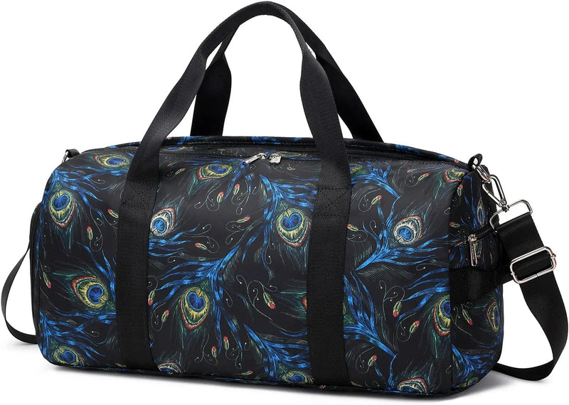 Abshoo Sports Gym Bag for Girls Teen Weekender Carry on Women Travel Duffel Bag with Shoe Compartment (Tie Dye D) Home & Garden > Household Supplies > Storage & Organization abshoo Peacock feather  