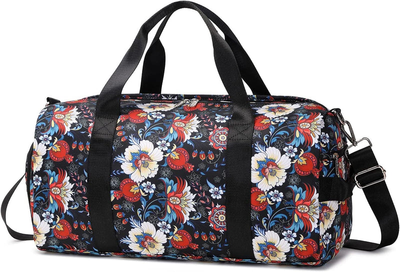 Abshoo Sports Gym Bag for Girls Teen Weekender Carry on Women Travel Duffel Bag with Shoe Compartment (Tie Dye D) Home & Garden > Household Supplies > Storage & Organization abshoo Floral Black  