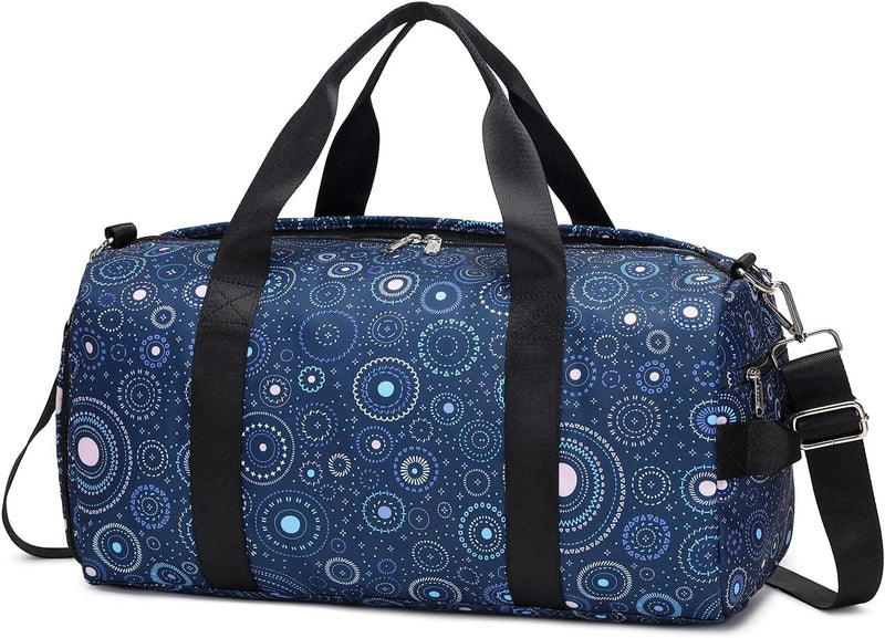 Abshoo Sports Gym Bag for Girls Teen Weekender Carry on Women Travel Duffel Bag with Shoe Compartment (Tie Dye D) Home & Garden > Household Supplies > Storage & Organization abshoo Polka Dots Navy  