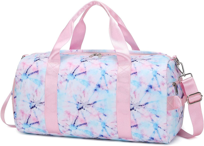 Abshoo Sports Gym Bag for Girls Teen Weekender Carry on Women Travel Duffel Bag with Shoe Compartment (Tie Dye D) Home & Garden > Household Supplies > Storage & Organization abshoo Tie Dye Blue  