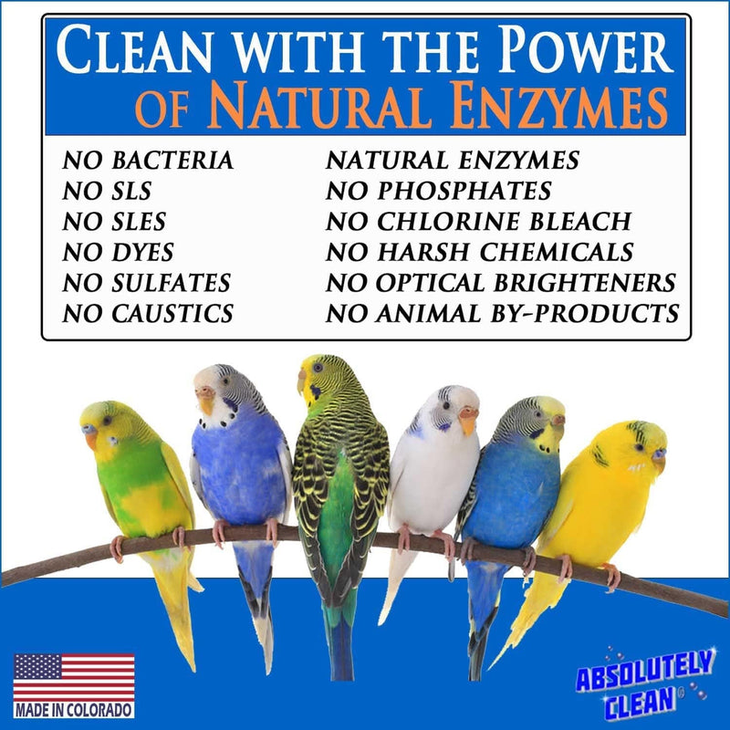 Absolutely Clean Amazing Bird Cage Cleaner and Deodorizer - Just Spray/Wipe - Safely & Easily Removes Bird Messes Quickly and Easily - Made in the US (16 Oz) Animals & Pet Supplies > Pet Supplies > Bird Supplies > Bird Cages & Stands Absolutely Clean   