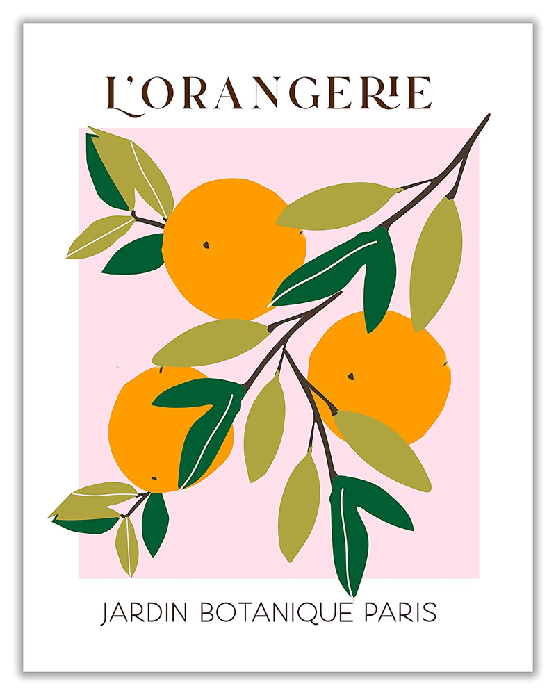 Abstract Fruit No.10 Oranges Exhibition Wall Art Print. 11X14 UNFRAMED Modern Kitchen Wall Decor. Shades of Orange, Green, Pink on White. Home & Garden > Decor > Artwork > Posters, Prints, & Visual Artwork WESTBROOK DESIGN STUDIO   