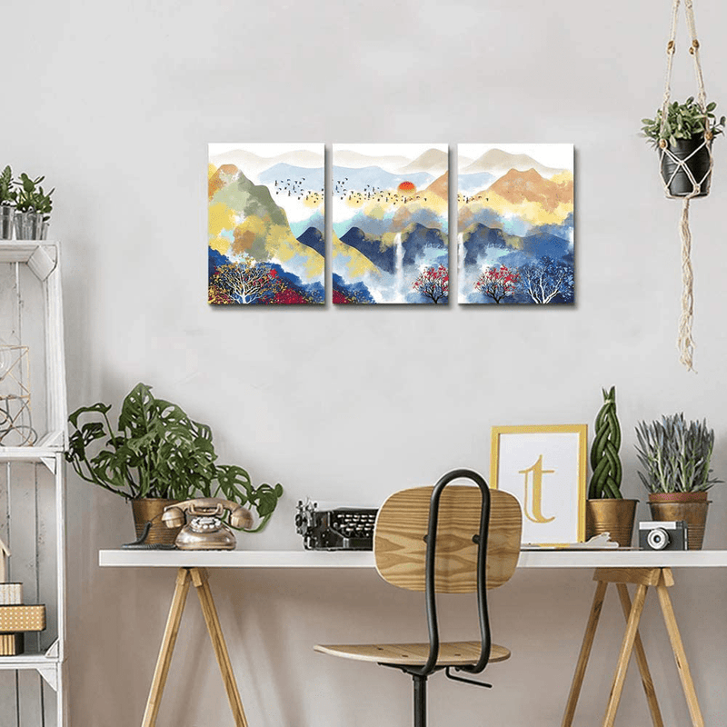 Abstract Mountain Landscape Watercolor Painting Canvas Wall Art for Bedroom Living Room Wall Decor for Living Room Bathroom Decorations Modern Scenery Canvas Prints Home Decoration Poster Artwork Home & Garden > Decor > Artwork > Posters, Prints, & Visual Artwork MHARTK66   