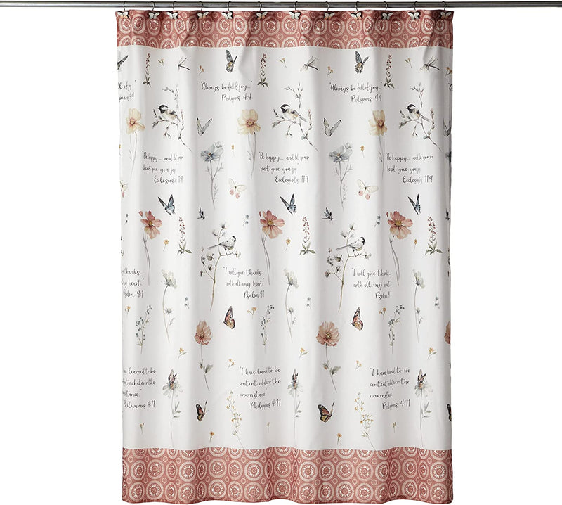 SKL Home Faithful Flowers Bath Towel, White Home & Garden > Linens & Bedding > Towels Saturday Knight Ltd. Shower Curtain  