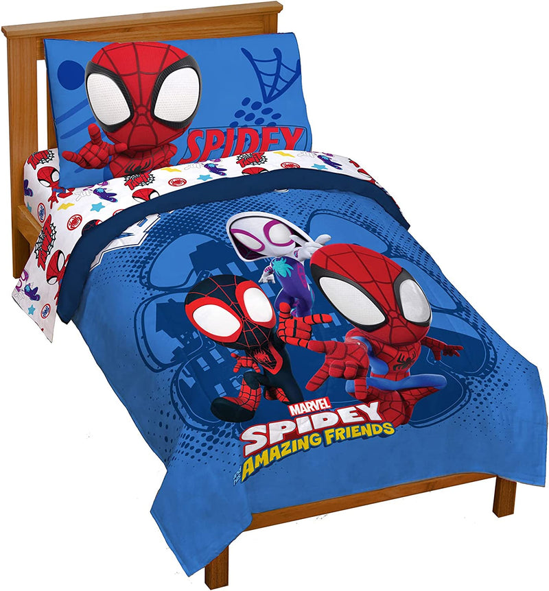 Marvel Spidey and His Amazing Friends Team Spidey 7 Piece Full Size Bed Set - Includes Comforter & Sheet Set Bedding - Super Soft Fade Resistant Microfiber (Official Marvel Product) Home & Garden > Linens & Bedding > Bedding Jay Franco & Sons, Inc. Blue - Spidey & Friends Toddler 