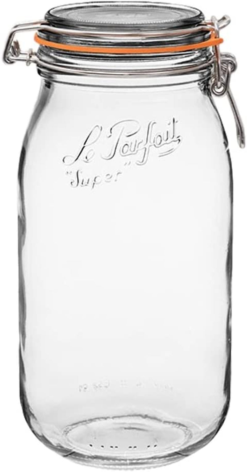 Le Parfait Super Jar - 1.5L French Glass Canning Jar W/Round Body, Airtight Rubber Seal & Glass Lid, 48Oz/Quart & Half (Single Jar) Stainless Wire Home & Garden > Decor > Decorative Jars Le Parfait 1 2000ml - 64oz 