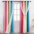 Reepow Rainbow Kids Blackout Curtains for Boys Girls Bedroom Playroom, Tulle Overlay Star Cut Out Curtains with Stainless Steel Gromment Top - 52" X 63" X 2 Panels Sporting Goods > Outdoor Recreation > Fishing > Fishing Rods Reepow Rainbow 52×84×2 Panels 