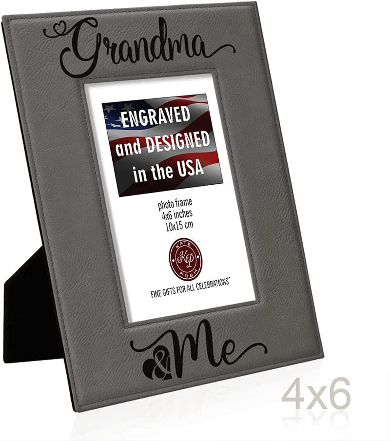 KATE POSH - Grandma & Me Engraved Leather Picture Frame, First Grandchild Gifts, Best Grandma Ever, Grandparents Gifts (4X6-Vertical) Home & Garden > Decor > Picture Frames KATE POSH   