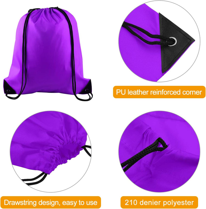 KUUQA 12 Pcs Drawstring Backpack Bags Sport Gym Sack Cinch Bags Bulk for School Traveling and Storage (Purple) Home & Garden > Household Supplies > Storage & Organization KUUQA   