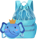 Mygreen Kids Toddler Gym Drawstring Bag Cute Cartoon Zoo Animals Swim Bag Sports Backpack Home & Garden > Household Supplies > Storage & Organization mygreen trade Blue, Elephant, Detachable Medium 