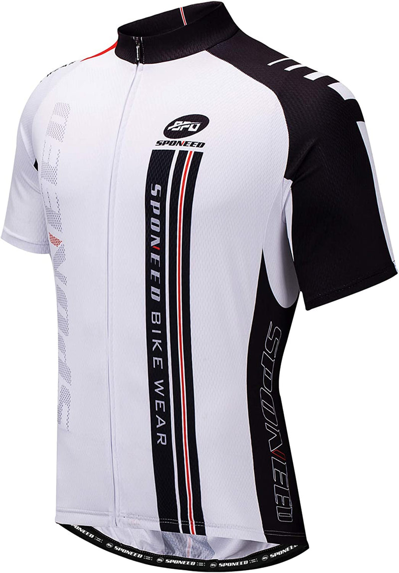 Sponeed Men'S Cycling Jerseys Tops Biking Shirts Short Sleeve Bike Clothing Full Zipper Bicycle Jacket with Pockets Sporting Goods > Outdoor Recreation > Cycling > Cycling Apparel & Accessories Sentibery White XX-Large 
