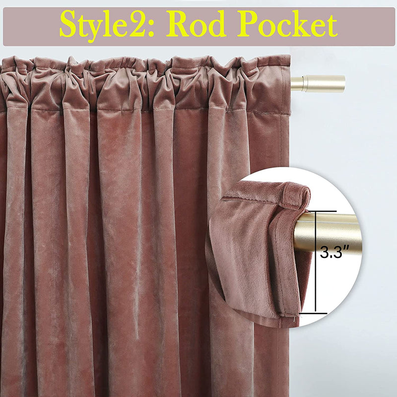 Timeper Mauve Velvet Curtains 84 Inches - Home Decoration Soft Flannel Wild Rose Luxury Dressing Look for Party / Film Room Thermal Insulated Noise Absorb, Rod Pocket Back Tab, 52 Wx 84 L, 2 Panels Home & Garden > Decor > Window Treatments > Curtains & Drapes Timeper   