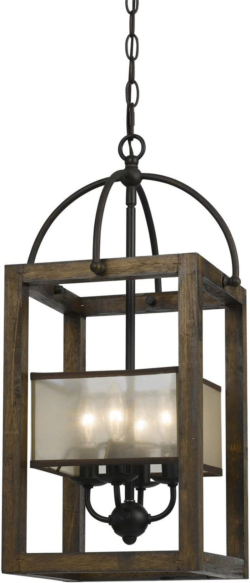 B00BL2YZ7A Cal Lighting FX-3536/4 Mission Wood/Metal Four Light Transitional Style Chandelier, Dark Bronze