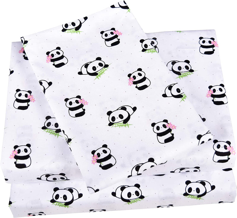 Scientific Sleep Panda Cute Fun 100% Cotton Cozy Twin Bed Sheet Set, Flat Sheet & Fitted Sheet & Pillowcase Natural Bedding Set (13, Twin) Home & Garden > Linens & Bedding > Bedding Scientific Sleep   